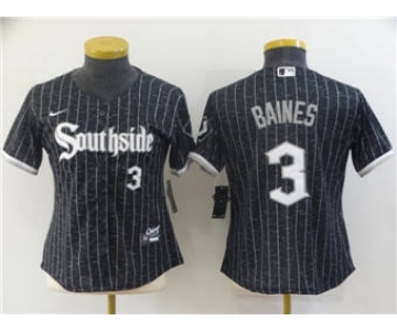 Women's Chicago White Sox #3 Harold Baines 2021 Black Connect City Stitched Baseball Jersey