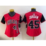 Women's Chicago White Sox #45 Michael Jordan Red Black 2025 City Connect Limited Stitched Baseball Jersey