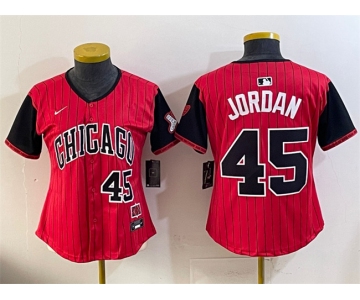 Women's Chicago White Sox #45 Michael Jordan Red Black 2025 City Connect Limited Stitched Baseball Jersey