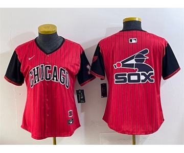 Womens Chicago White Sox Team Big Logo Red Black 2025 City Connect Limited Stitched Baseball Jersey