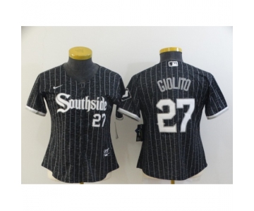Women's Nike Chicago White Sox #27 Lucas Giolito Black City Player Jersey