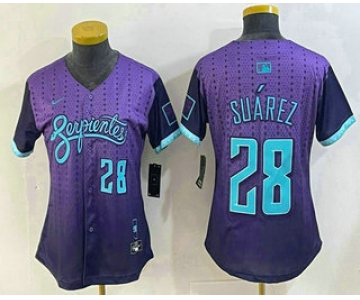 Women's Arizona Diamondbacks #28 Eugenio Suarez Number Purple 2025 City Connect Limited Jersey