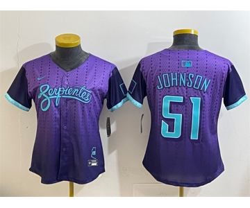 Women's Arizona Diamondbacks #51 Randy Johnson Purple 2025 City Connect Limited Stitched Baseball Jersey