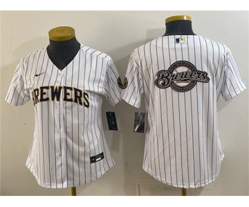 Women's Milwaukee Brewers Team Big Logo White Cool Base Stitched Jersey