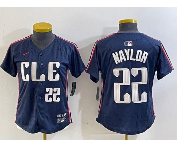 Women's Cleveland Guardians #22 Josh Naylor Number Navy 2024 City Connect Limited Stitched Jersey