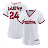 Women's Cleveland Guardians #24 Chase DeLauter Nike White Home Replica Jersey Women's Cleveland Guardians #24 Chase DeLauter Nike White Home Replica Jersey
