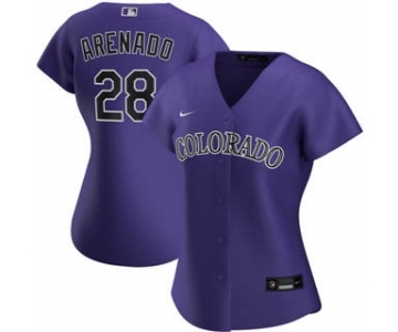 Women's Colorado Rockies #28 Nolan Arenado Alternate 2020 Baseball Player Jersey Purple