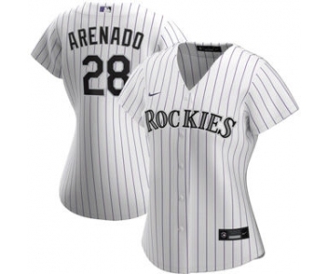 Women's Colorado Rockies #28 Nolan Arenado Home 2020 Baseball Player Jersey White