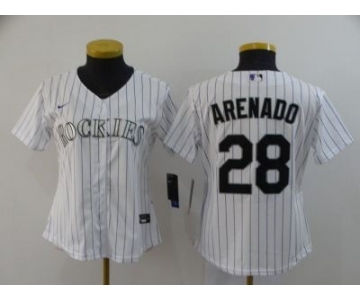 Women's Rockies #28 Nolan Arenado White 2020 Baseball Cool Base Jersey