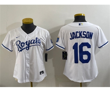 Women's Kansas City Royals #16 Bo Jackson White Cool Base Stitched Jersey