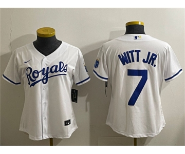 Women's Kansas City Royals #7 Bobby Witt Jr. White Cool Base Stitched Jersey