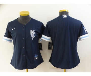 Women's Kansas City Royals Blank 2022 Navy Blue City Connect Cool Base Stitched Jersey