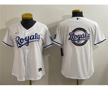 Women's Kansas City Royals Team Big Logo White Cool Base Stitched Jersey