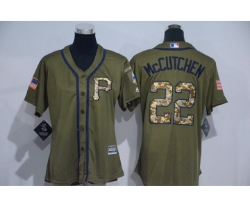 Women Majestic Pittsburgh Pirates #22 Andrew McCutchen Authentic Green Salute to Service MLB Jersey