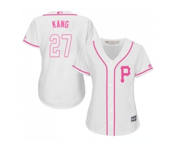 Women Pittsburgh Pirates #27 Jung-ho Kang White Pink Fashion Stitched MLB Jersey