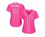 Women's Majestic Pittsburgh Pirates #25 Gregory Polanco Replica Pink Fashion Cool Base MLB Jersey Women's Majestic Pittsburgh Pirates #25 Gregory Polanco Replica Pink Fashion Cool Base MLB Jersey