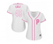 Women's Majestic Pittsburgh Pirates #45 Gerrit Cole Replica White Fashion Cool Base MLB Jersey Women's Majestic Pittsburgh Pirates #45 Gerrit Cole Replica White Fashion Cool Base MLB Jersey