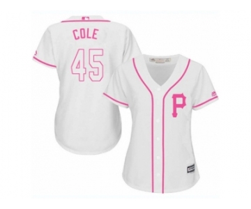 Women's Majestic Pittsburgh Pirates #45 Gerrit Cole Replica White Fashion Cool Base MLB Jersey