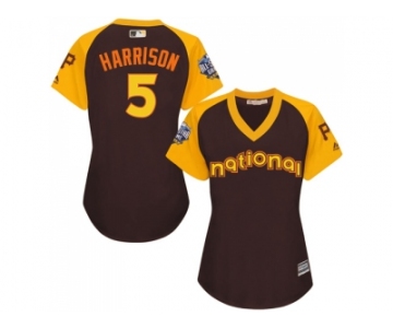 Women's Majestic Pittsburgh Pirates #5 Josh Harrison Authentic Brown 2016 All-Star National League BP Cool Base MLB Jersey