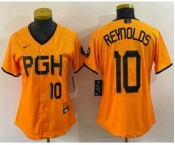 Women's Pittsburgh Pirates #10 Bryan Reynolds Number Yellowd 2023 City Connect Stitched Jersey1