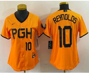 Women's Pittsburgh Pirates #10 Bryan Reynolds Number Yellowd 2023 City Connect Stitched Jersey1