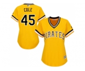 Women's Pittsburgh Pirates #45 Gerrit Cole Gold Alternate Stitched MLB Jersey Women's Pittsburgh Pirates #45 Gerrit Cole Gold Alternate Stitched MLB Jersey