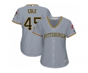 Women's Pittsburgh Pirates #45 Gerrit Cole Grey Road Stitched MLB Jersey Women's Pittsburgh Pirates #45 Gerrit Cole Grey Road Stitched MLB Jersey