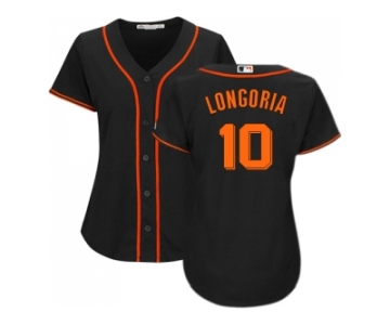 Women San Francisco Giants #10 Evan Longoria Black Alternate Stitched Baseball Jersey