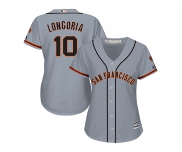 Women San Francisco Giants #10 Evan Longoria Grey Road Stitched Baseball Jersey
