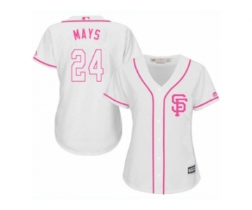 Women's Majestic San Francisco Giants #24 Willie Mays Replica White Fashion Cool Base MLB Jersey