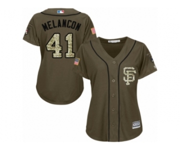 Women's Majestic San Francisco Giants #41 Mark Melancon Replica Green Salute to Service MLB Jersey