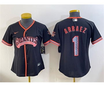 Women's San Francisco Giants #1 Luis Arraez Black 2026 Alternate Stadium Stitched Baseball Jersey