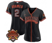 Women's San Francisco Giants #2 Willy Adames Black 2026 Alternate Stadium Stitched Baseball Jersey Women's San Francisco Giants #2 Willy Adames Black 2026 Alternate Stadium Stitched Baseball Jersey