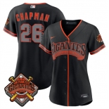 Women's San Francisco Giants #26 Matt Chapman Black 2026 Alternate Stadium Stitched Baseball Jersey Women's San Francisco Giants #26 Matt Chapman Black 2026 Alternate Stadium Stitched Baseball Jersey
