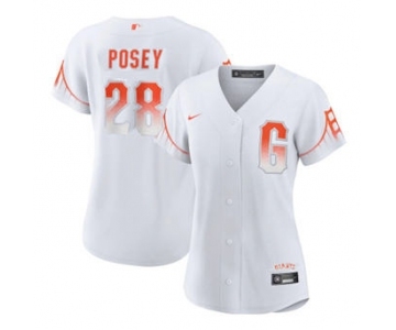Women's San Francisco Giants #28 Buster Posey White City Connect Cool Base Stitched Baseball Jersey