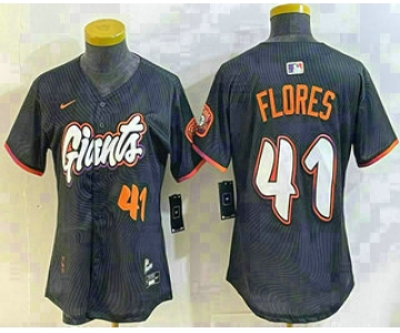 Women's San Francisco Giants #41 Wilmer Flores Number Black 2025 City Connect Limited Stitched Jersey