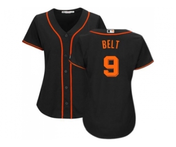 Women's San Francisco Giants #9 Brandon Belt Black Alternate Stitched MLB Jersey