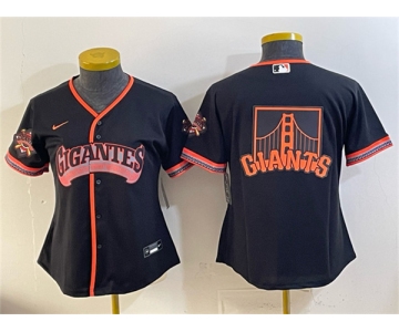 Women's San Francisco Giants Team Big Logo Black 2026 Alternate Stadium Stitched Baseball Jersey