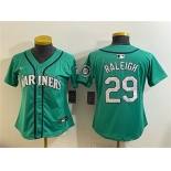 Women's Seattle Mariners #29 Cal Raleigh Aqua Limited Stitched Baseball Jersey Women's Seattle Mariners #29 Cal Raleigh Aqua Limited Stitched Baseball Jersey
