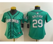 Women's Seattle Mariners #29 Cal Raleigh Aqua Limited Stitched Baseball Jersey Women's Seattle Mariners #29 Cal Raleigh Aqua Limited Stitched Baseball Jersey