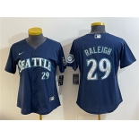 Women's Seattle Mariners #29 Cal Raleigh Navy Cool Base Stitched Baseball Jersey Women's Seattle Mariners #29 Cal Raleigh Navy Cool Base Stitched Baseball Jersey