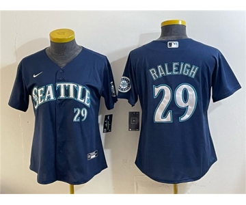 Women's Seattle Mariners #29 Cal Raleigh Navy Cool Base Stitched Baseball Jersey