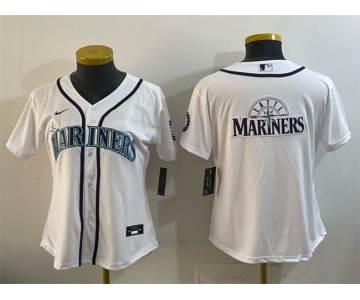 Women's Seattle Mariners Team Big Logo White Cool Base Stitched Baseball Jersey