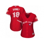 Women's Majestic Toronto Blue Jays #18 Darwin Barney Authentic Red Canada Day MLB Jersey Women's Majestic Toronto Blue Jays #18 Darwin Barney Authentic Red Canada Day MLB Jersey