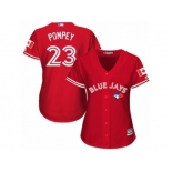 Women's Majestic Toronto Blue Jays #23 Dalton Pompey Authentic Red Canada Day MLB Jersey Women's Majestic Toronto Blue Jays #23 Dalton Pompey Authentic Red Canada Day MLB Jersey