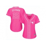Women's Majestic Toronto Blue Jays #25 Marco Estrada Replica Pink Fashion Cool Base MLB Jersey