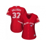 Women's Majestic Toronto Blue Jays #32 Roy Halladay Authentic Red Canada Day MLB Jersey Women's Majestic Toronto Blue Jays #32 Roy Halladay Authentic Red Canada Day MLB Jersey