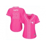 Women's Majestic Toronto Blue Jays #33 J.A. Happ Replica Pink Fashion Cool Base MLB Jersey Women's Majestic Toronto Blue Jays #33 J.A. Happ Replica Pink Fashion Cool Base MLB Jersey