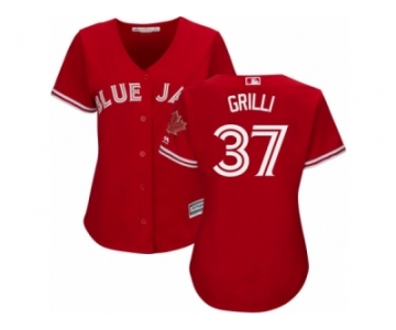 Women's Majestic Toronto Blue Jays #37 Jason Grilli Authentic Red Canada Day MLB Jersey