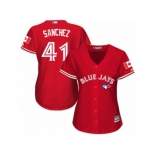 Women's Majestic Toronto Blue Jays #41 Aaron Sanchez Authentic Red Canada Day MLB Jersey Women's Majestic Toronto Blue Jays #41 Aaron Sanchez Authentic Red Canada Day MLB Jersey